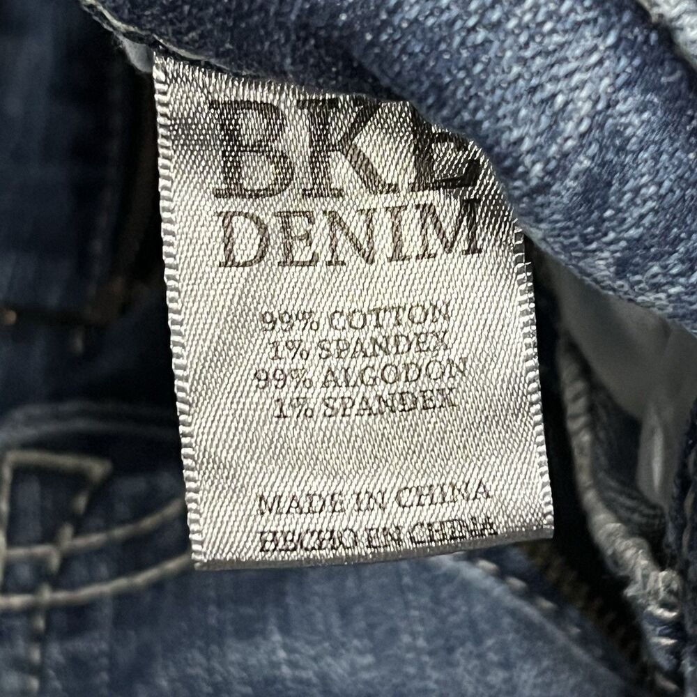 BKE Jake Straight Leg Jeans Mens 32Lx33 Blue Whiskered Stretch Denim Buckle - Picture 6 of 12